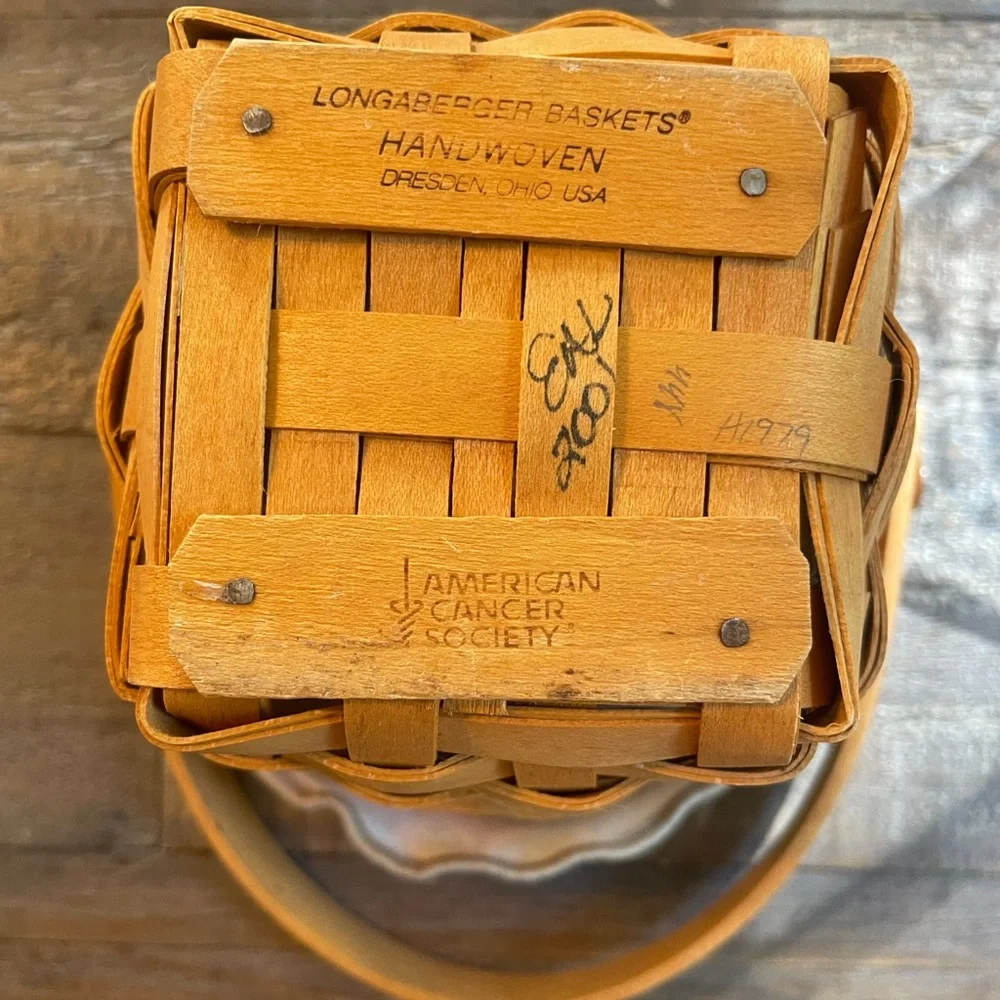 Longaberger Hope Basket Wood Lid Protector Floral Liner Farmhouse Cottage Decor